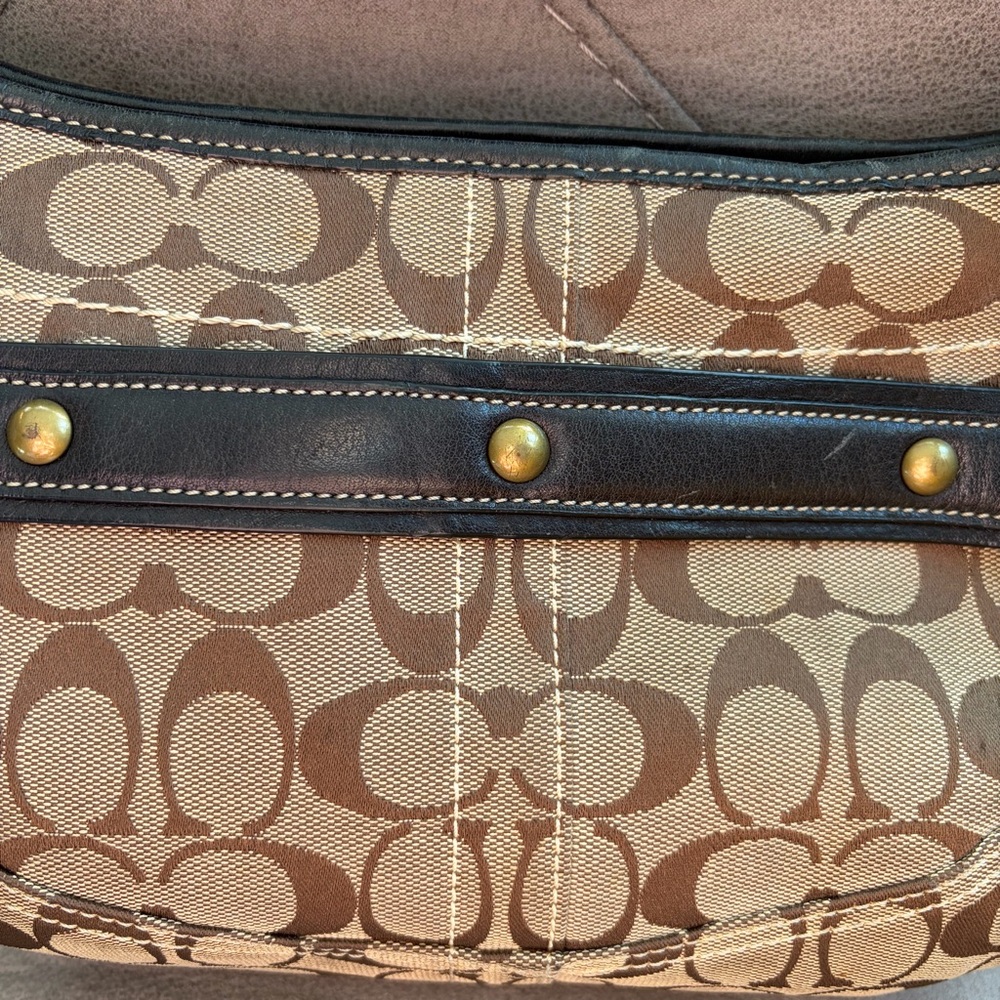 Vintage Coach Signature Brown Black Shoulder Monogrammed Ergo Hobo Bag Y2K - Picture 11 of 17